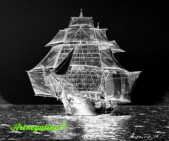 Sailing Ship Rendering of Square Rigger